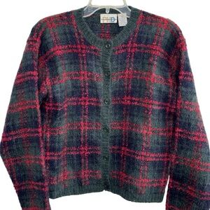 Vintage Paul Harris Mohair Blend Cardigan Sweater Plaid Womens Medium 90's  Y2K